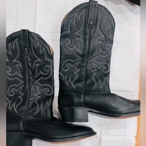 Dan Post leather western cowboy boots men's size 7.5 black pointed toe